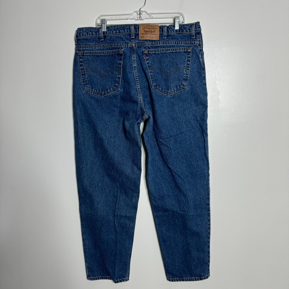 Levi's 550 Jeans Mens 42x30 Blue Solid Vintage Relaxed Fit Tapered Leg Denim